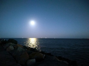Reflections of the Moon at Poolbeg