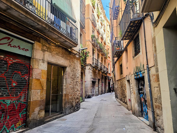 Streets of Barcelona: Where Stories Sneak Between Walls Print