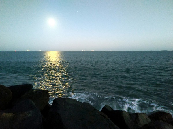 Reflections of the Moon at Poolbeg 2 Print