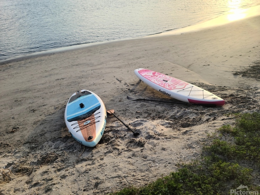 Shoreline Holds the Memory: Beached Paddle Board  Print