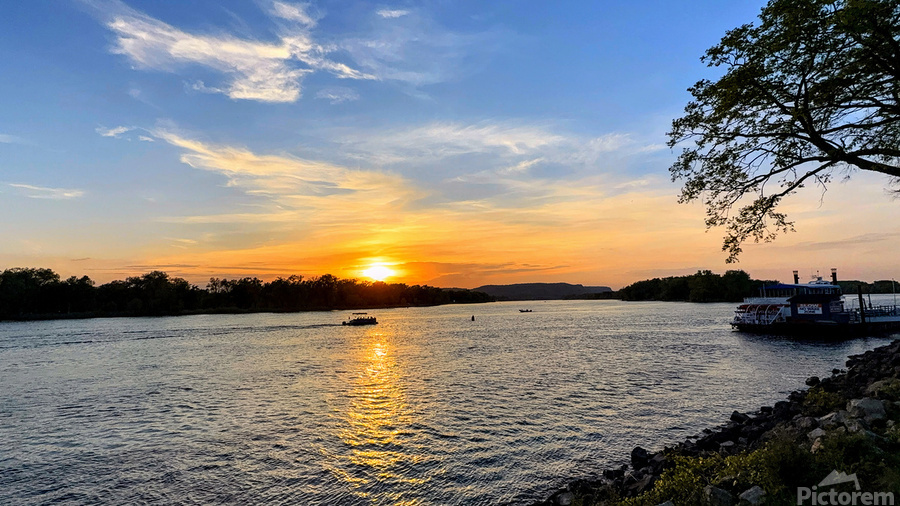 “When the River Dreams” Sunsets in La Crosse Panoramic 2  Print