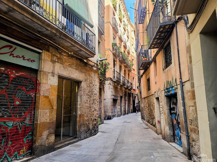 Streets of Barcelona: Where Stories Sneak Between Walls  Imprimer