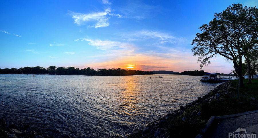 “When the River Dreams” Sunsets in La Crosse Panoramic 1  Print