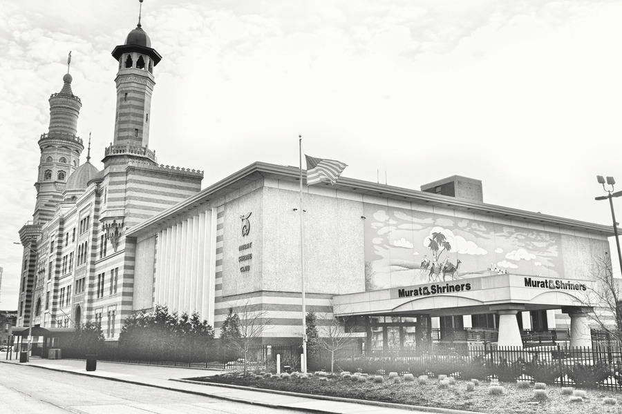 Murat Shriners Centre in Grayscale  Print