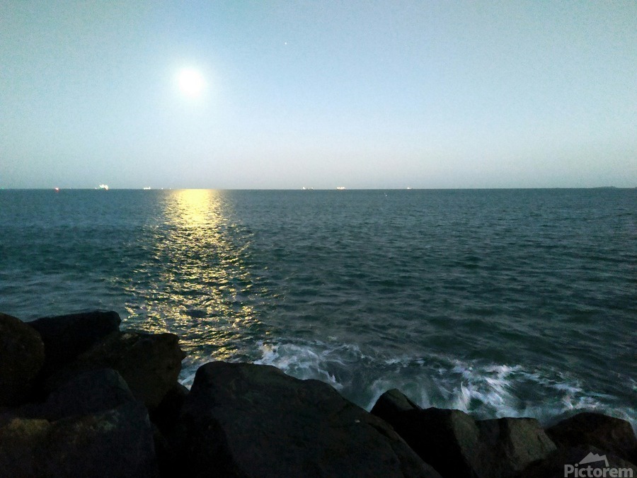Reflections of the Moon at Poolbeg 2  Print