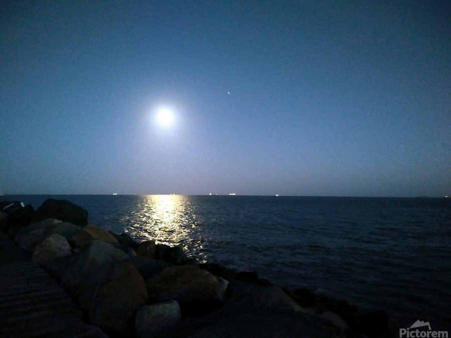 Reflections of the Moon at Poolbeg  Imprimer