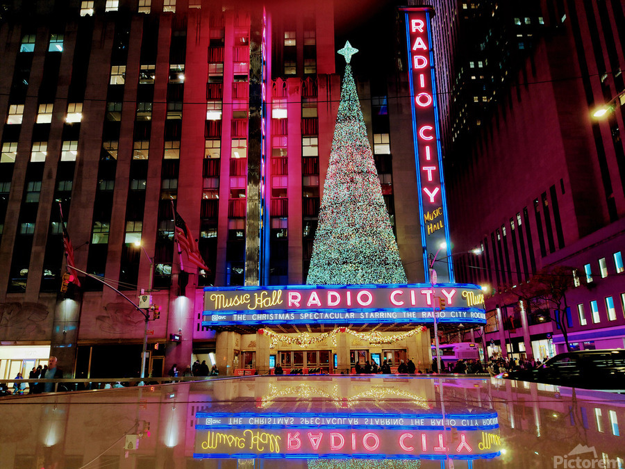NYC Reflections of Radio City Music Hall   Print