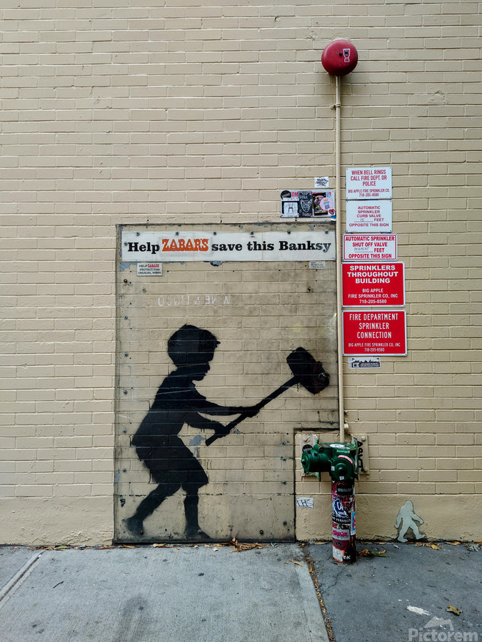 Banksy on Broadway Boy Hammering Hydrant  Print