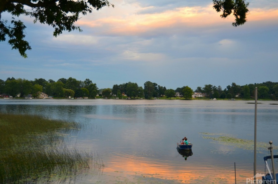 Family Fishing on the Lake  Print