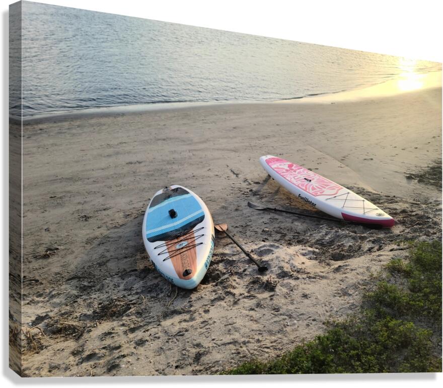 Shoreline Holds the Memory: Beached Paddle Board Canvas Print