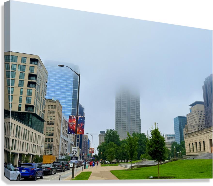 Fogbound Skyline Stroll Canvas Print