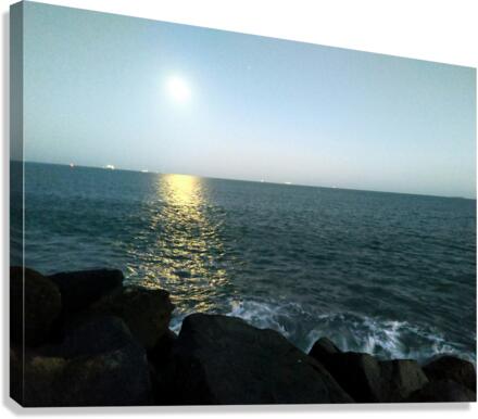 Reflections of the Moon at Poolbeg 2 Canvas Print