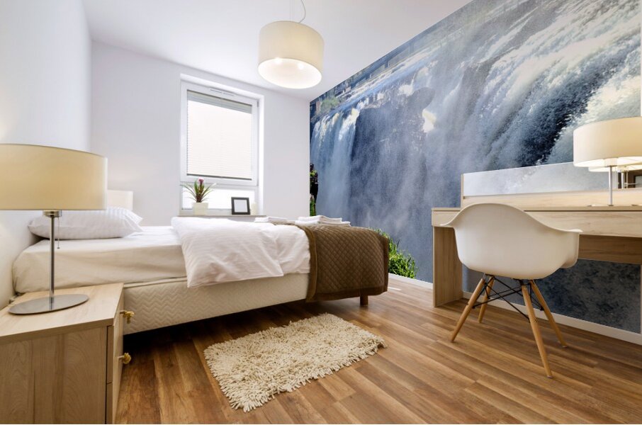 A Curtain of Spring Mist at Paterson Great Falls Mural print