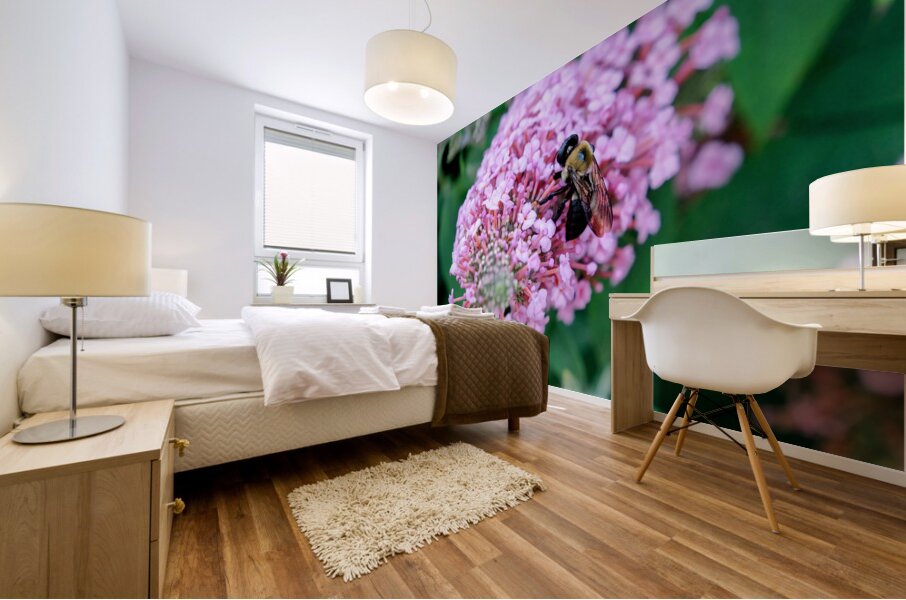 Bee Still on Butterfly Bush Mural print
