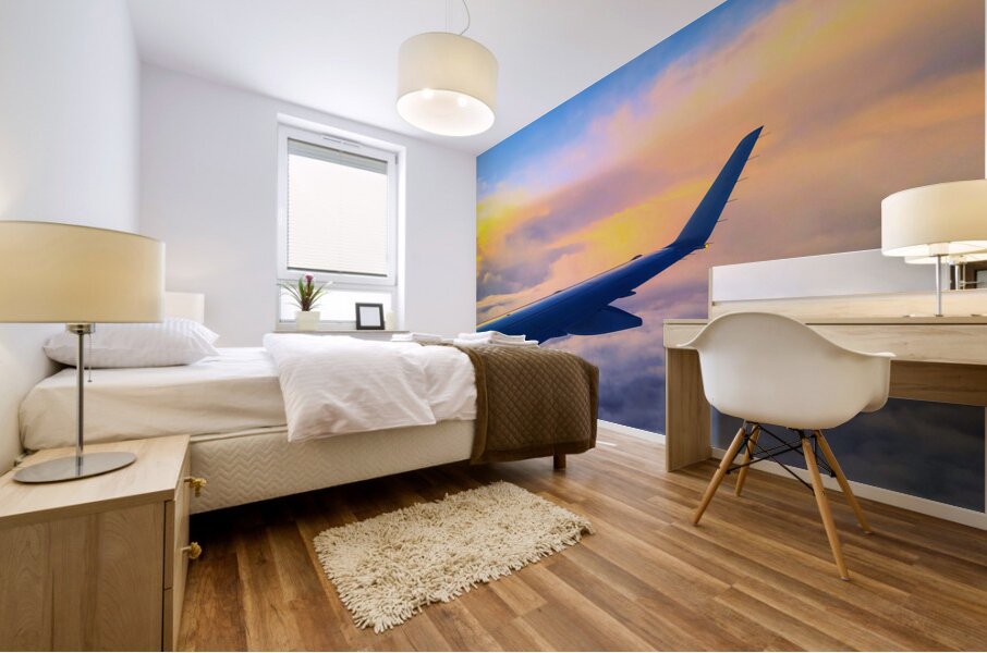 Above the Clouds: Flying into the Sunrise Mural print