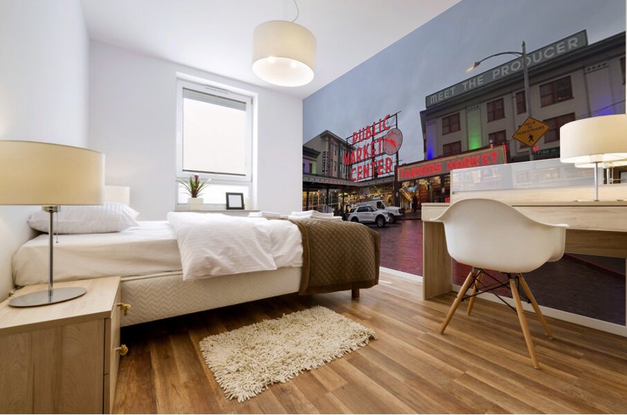 Rain on Pike Mural print