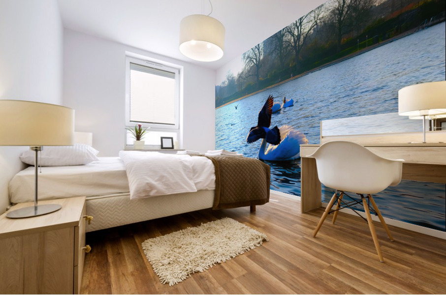 Pigeon-bombed Swan Mural print