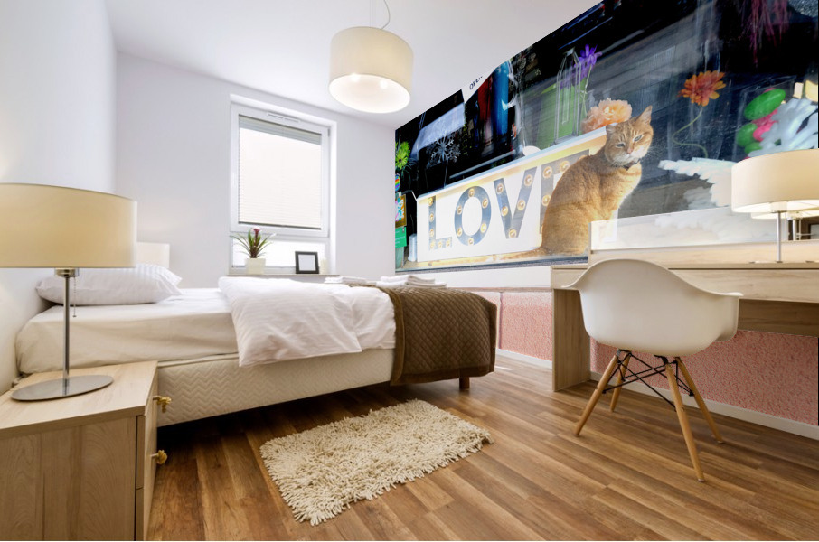 Cat in Window Mural print