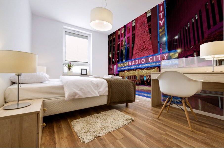 Neon Christmas at Radio City Mural print