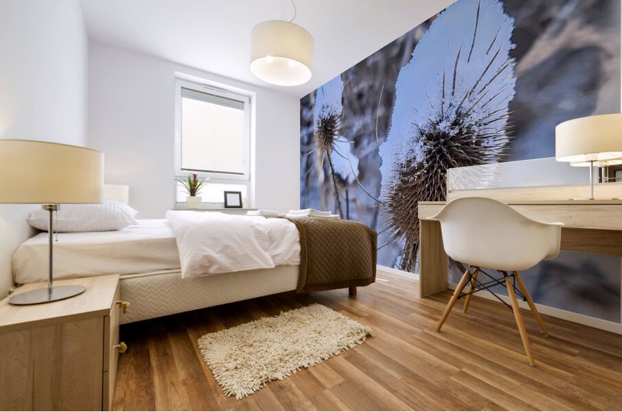 Snow Covered Prick  Winter Thistle Mural print