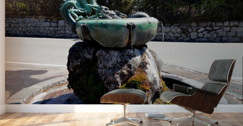 Dragon Bowl Sculpture Water Fountain 2 Wall Murals