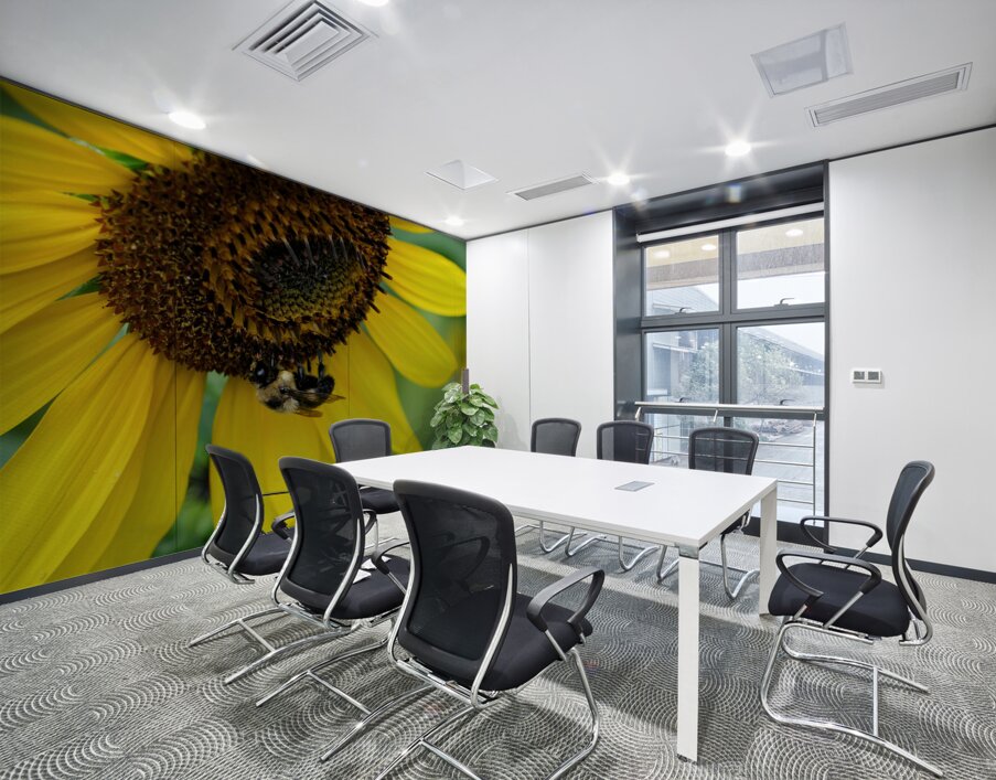 Bee Under the Sunflower:  The Architect of Harvest Wall Printing