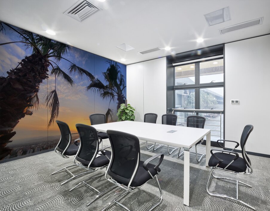 Golden Drift Between Palms Wall Printing