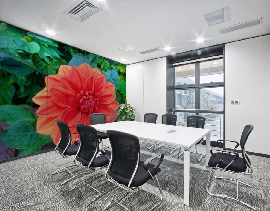 Dahlia Inferna: The Flame That Blossoms Wall Printing