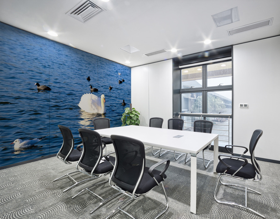 Grace in the Blue: A Swan Among Friends Wall Printing